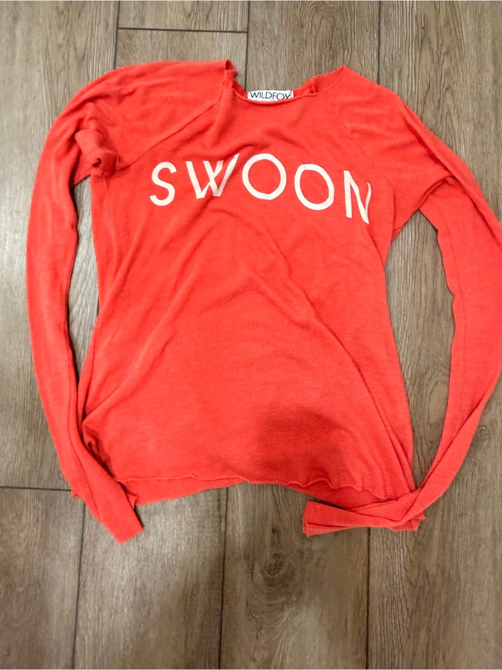 Wildfox Coral Orange 'SWOON' Crewneck Sweater 0554